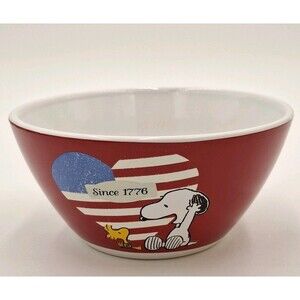Snoopy Woodstock Peanuts Gang Patriotic Heart Red One Soup Cereal Bowl Gibson